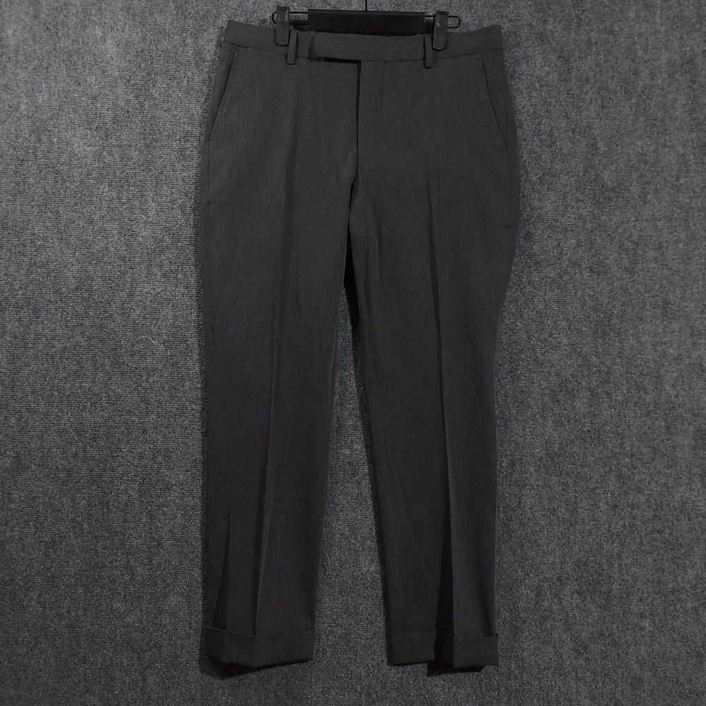 Polo Ralph Lauren Dress Pants Mens 33x30 Gray Stretch Flat Front Cuffed‎ Office